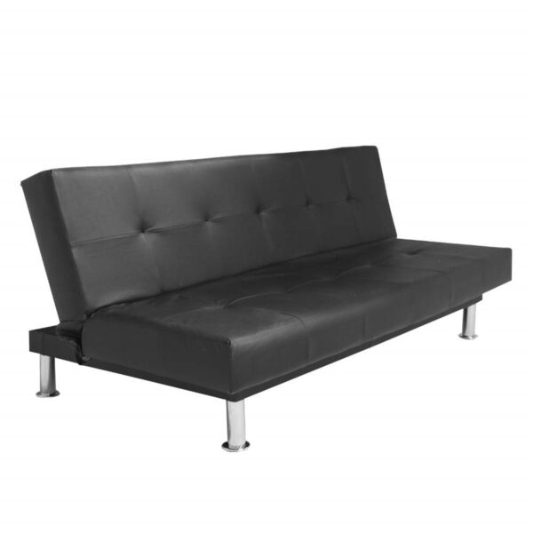 SOFA CAMA BASIC 3 PUESTOS ECOCUERO NEGRO - Imagen 2