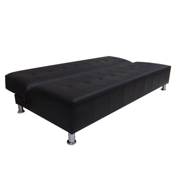 SOFA CAMA MASTER 3 PUESTOS ECOCUERO NEGRO - Imagen 2