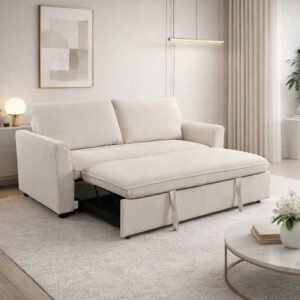 Sofa Cama Cajon Tori 2 Puestos Tela Beige
