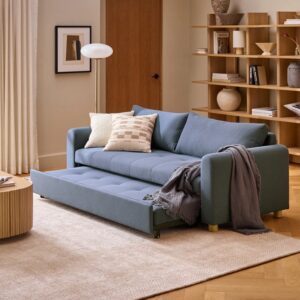 Sofa Cama Cajon Dominica 3 Puestos Tela Azul