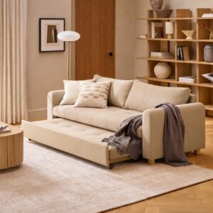 Sofa Cama Cajon Dominica 3 Puestos Tela Beige