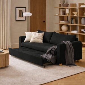 Sofa Cama Cajon Dominica 3 Puestos Tela Negro