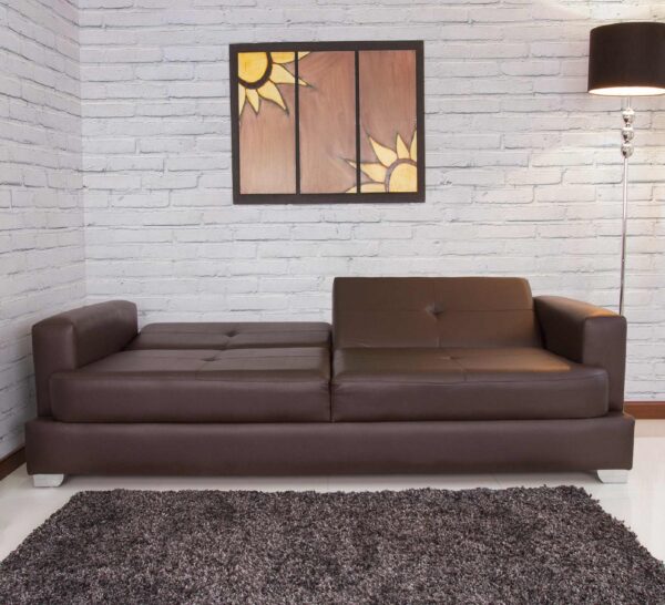 SOFA CAMA KUBIK 3 PUESTOS ECOCUERO CAFE