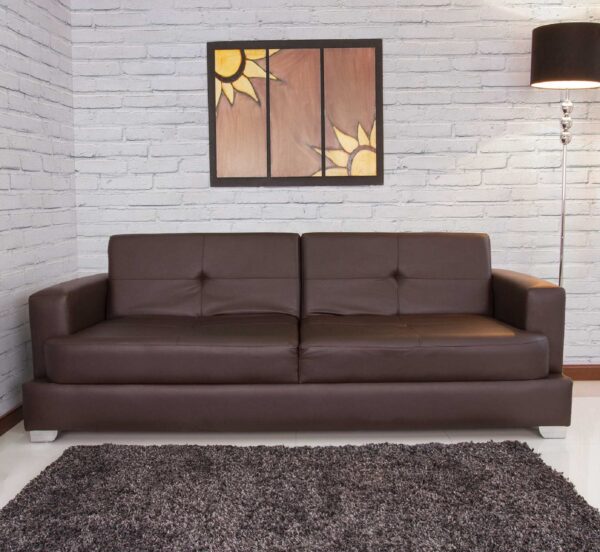 SOFA CAMA KUBIK 3 PUESTOS ECOCUERO CAFE - Imagen 2