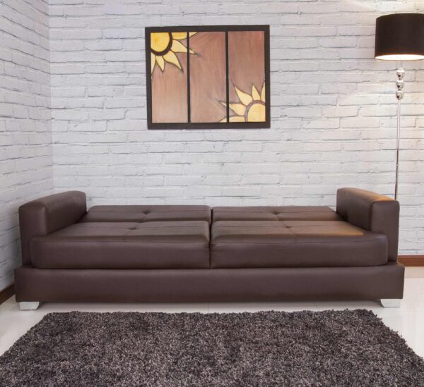 SOFA CAMA KUBIK 3 PUESTOS ECOCUERO CAFE - Imagen 4
